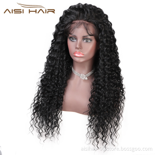 Aisi Hair 13x6 Long Wavy Natural Black Wig Afro Kinky Curly Wave Lace Front Wig Deep Wave Front Lace Hair Wigs For Black Women